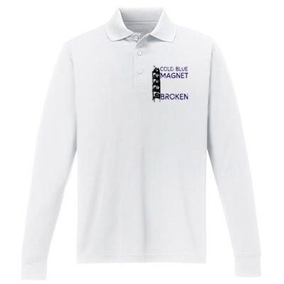 Cold Blue Magnet Broken Performance Long Sleeve Polo