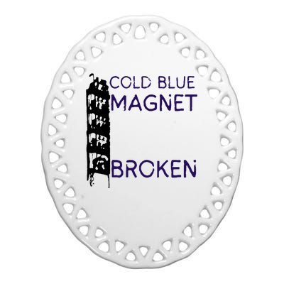 Cold Blue Magnet Broken Ceramic Oval Ornament