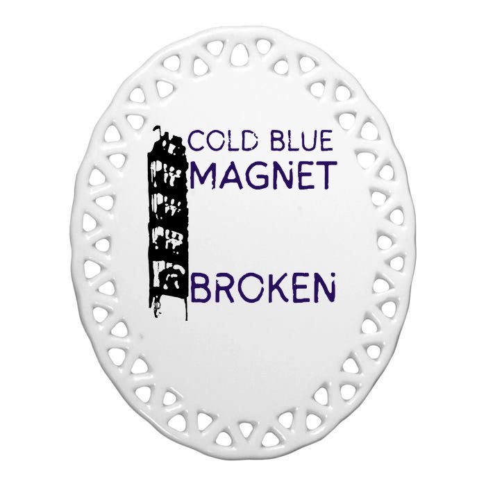 Cold Blue Magnet Broken Ceramic Oval Ornament