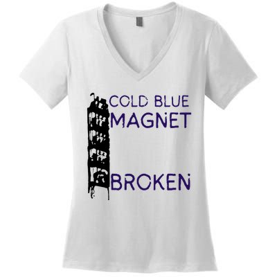 Cold Blue Magnet Broken Women's V-Neck T-Shirt
