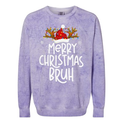 Christmas Bruh Meme Funny Saying Bro Greeting Pajamas Colorblast Crewneck Sweatshirt