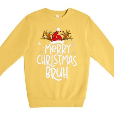 Christmas Bruh Meme Funny Saying Bro Greeting Pajamas Premium Crewneck Sweatshirt