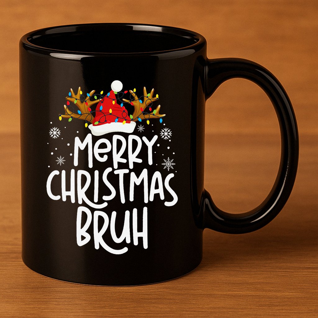 Christmas Bruh Meme Funny Saying Bro Greeting Pajamas 11oz C Handle Ceramic Mug