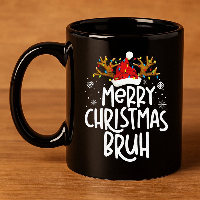 Christmas Bruh Meme Funny Saying Bro Greeting Pajamas 11oz C Handle Ceramic Mug