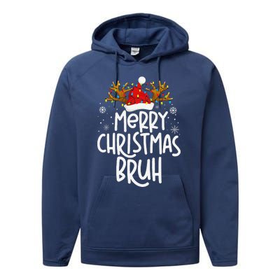 Christmas Bruh Meme Funny Saying Bro Greeting Pajamas Performance Fleece Hoodie