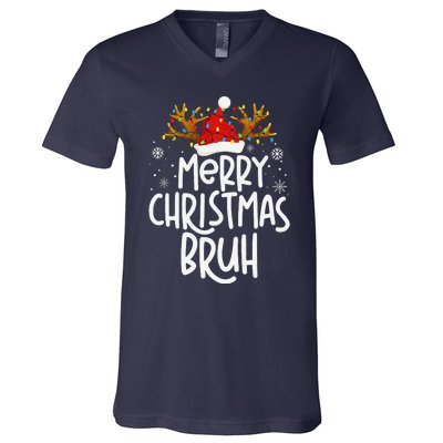 Christmas Bruh Meme Funny Saying Bro Greeting Pajamas V-Neck T-Shirt