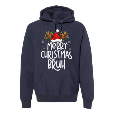 Christmas Bruh Meme Funny Saying Bro Greeting Pajamas Premium Hoodie