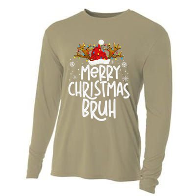 Christmas Bruh Meme Funny Saying Bro Greeting Pajamas Cooling Performance Long Sleeve Crew