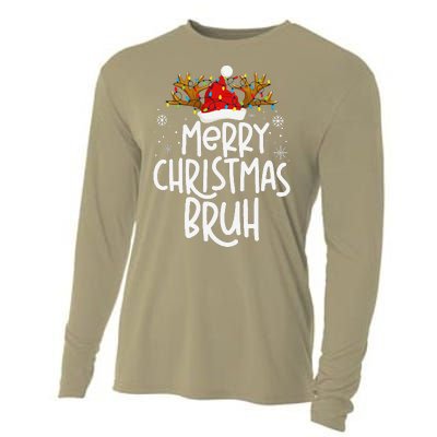 Christmas Bruh Meme Funny Saying Bro Greeting Pajamas Cooling Performance Long Sleeve Crew