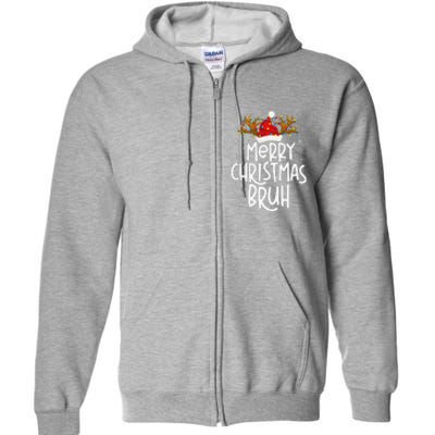 Christmas Bruh Meme Funny Saying Bro Greeting Pajamas Full Zip Hoodie