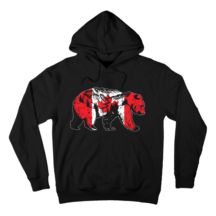 Canadian Bear Maple Leaf Canada Flag Patriotic Hoodie