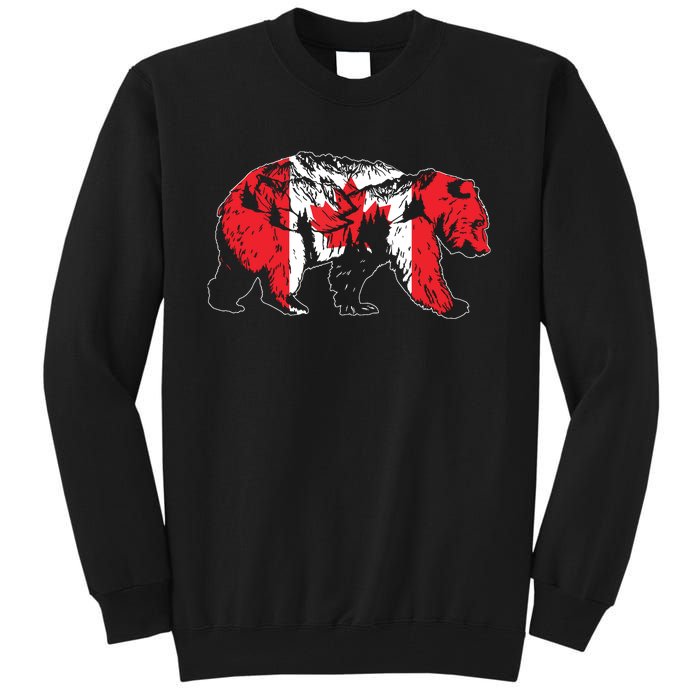 Canadian Bear Maple Leaf Canada Flag Patriotic Tall Sweatshirt