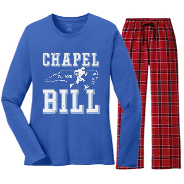 Chapel Bill Merch Vintage North Carolina Fan Merch Women's Long Sleeve Flannel Pajama Set 