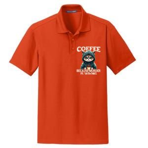 Coffee Because Murder Is Wrong Sarcastic Cat Grumpy Funny Gift Dry Zone Grid Polo