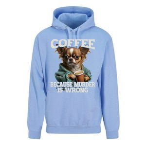 Coffee Because Murder Is Wrong Sarcastic Dog Grumpy Gift Unisex Surf Hoodie