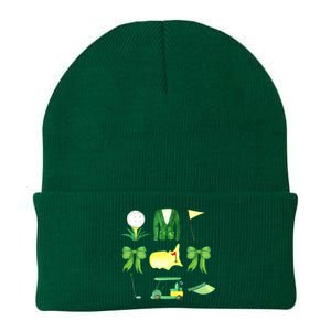 Coquette Bow Masters Golf Tournament Graphic Golfing Golfer Knit Cap Winter Beanie