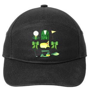 Coquette Bow Masters Golf Tournament Graphic Golfing Golfer 7-Panel Snapback Hat