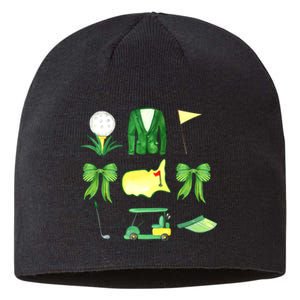 Coquette Bow Masters Golf Tournament Graphic Golfing Golfer Sustainable Beanie