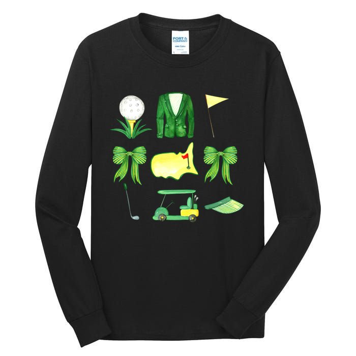 Coquette Bow Masters Golf Tournament Graphic Golfing Golfer Tall Long Sleeve T-Shirt