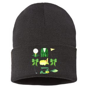 Coquette Bow Masters Golf Tournament Graphic Golfing Golfer Sustainable Knit Beanie