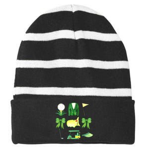 Coquette Bow Masters Golf Tournament Graphic Golfing Golfer Striped Beanie with Solid Band