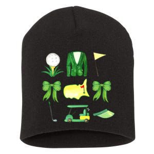 Coquette Bow Masters Golf Tournament Graphic Golfing Golfer Short Acrylic Beanie