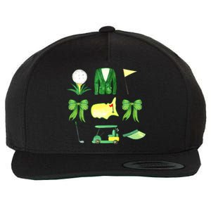 Coquette Bow Masters Golf Tournament Graphic Golfing Golfer Wool Snapback Cap