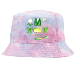 Coquette Bow Masters Golf Tournament Graphic Golfing Golfer Tie-Dyed Bucket Hat