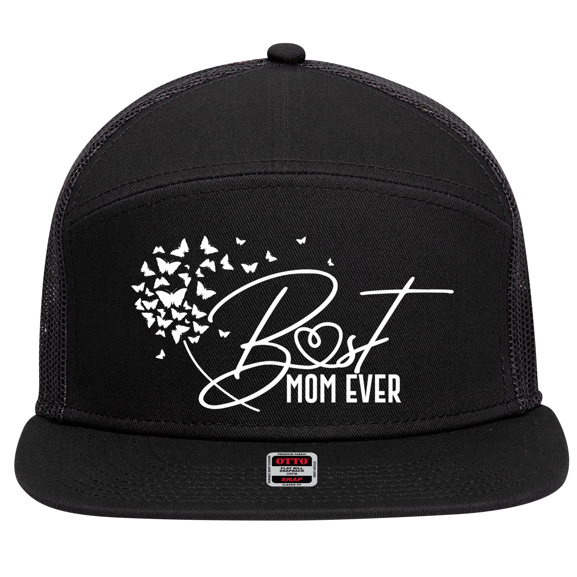Cute Best Mom Ever Butterfly Dandelion 7 Panel Mesh Trucker Snapback Hat