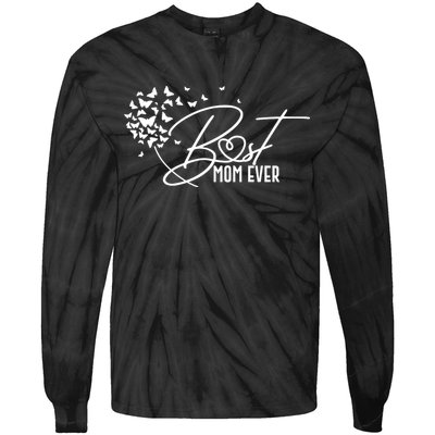 Cute Best Mom Ever Butterfly Dandelion Tie-Dye Long Sleeve Shirt