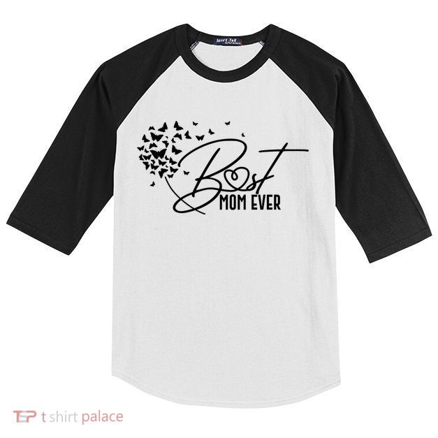 Cute Best Mom Ever Butterfly Dandelion Kids Colorblock Raglan Jersey