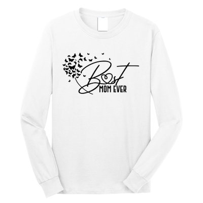 Cute Best Mom Ever Butterfly Dandelion Long Sleeve Shirt