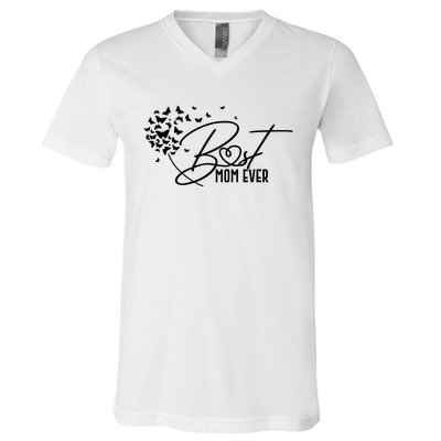 Cute Best Mom Ever Butterfly Dandelion V-Neck T-Shirt