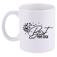 Cute Best Mom Ever Butterfly Dandelion 11oz C Handle Ceramic Mug