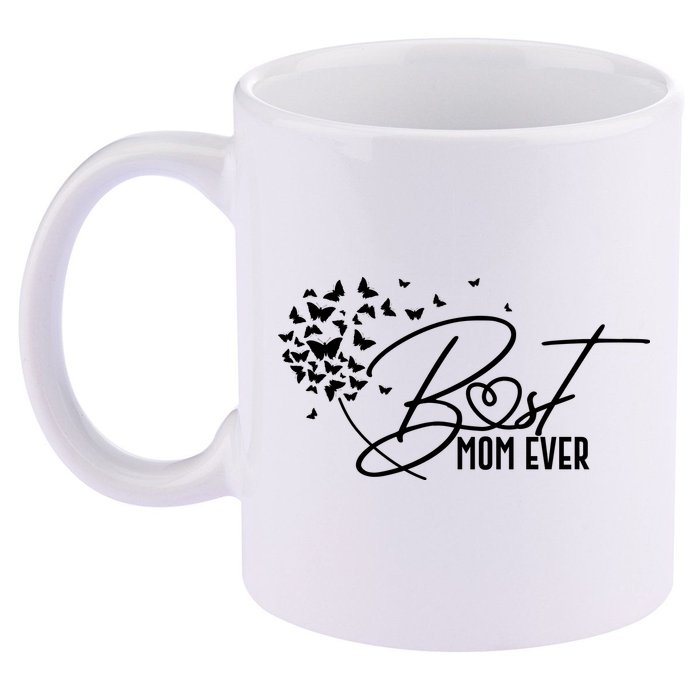 Cute Best Mom Ever Butterfly Dandelion 11oz C Handle Ceramic Mug
