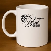 Cute Best Mom Ever Butterfly Dandelion 11oz C Handle Ceramic Mug
