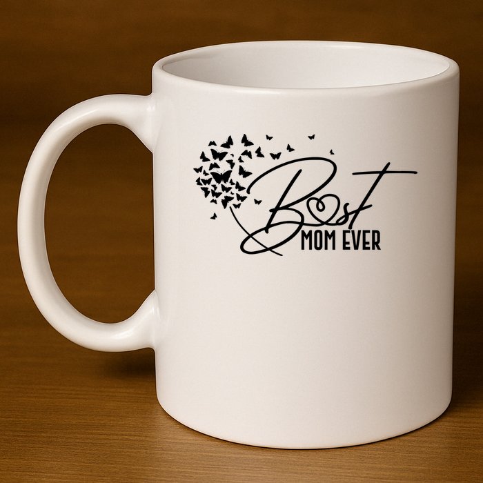 Cute Best Mom Ever Butterfly Dandelion 11oz C Handle Ceramic Mug