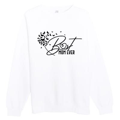 Cute Best Mom Ever Butterfly Dandelion Premium Crewneck Sweatshirt