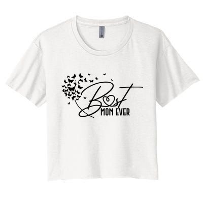 Cute Best Mom Ever Butterfly Dandelion Crop Top