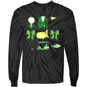 Coquette Bow Masters Golf Tournament Graphic Golfing Golfer Tie-Dye Long Sleeve Shirt