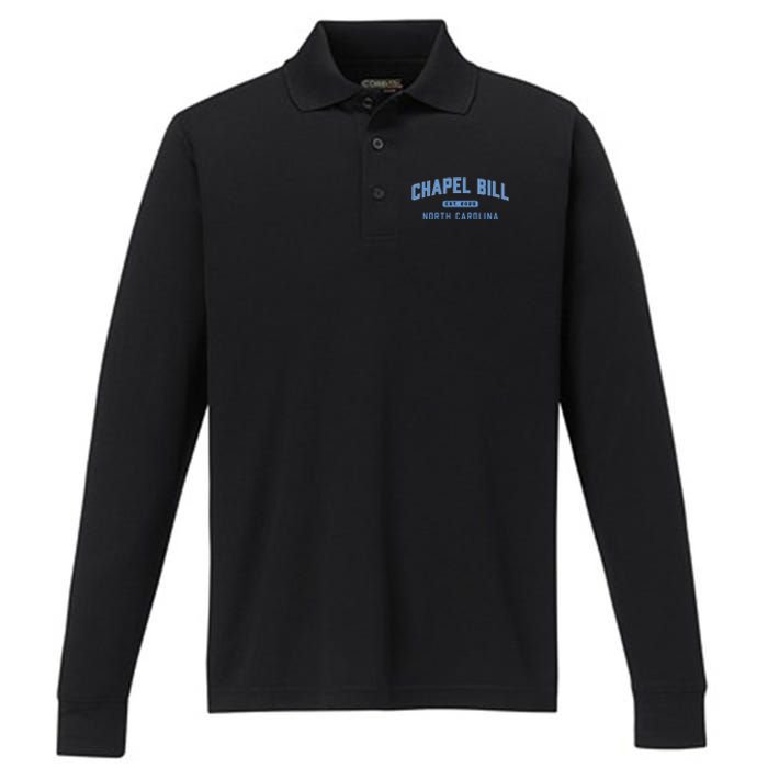 Chapel Bill North Carolina Fan Merch Gift Performance Long Sleeve Polo