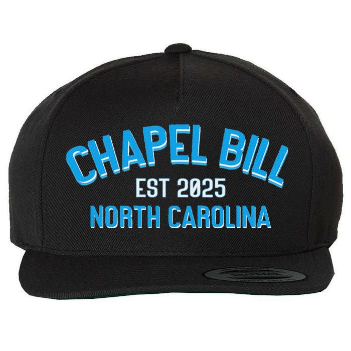 Chapel Bill North Carolina Est 2025 Fanny Vintage Style Wool Snapback Cap