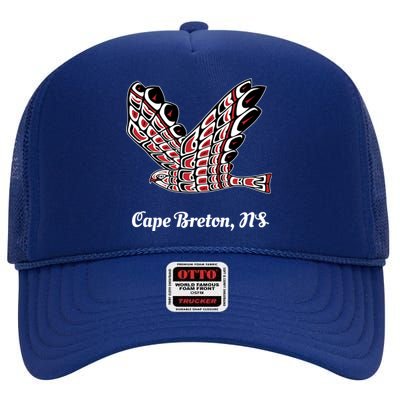 Cape Breton Ns Redtailed Hawk Native Bird Of Prey Art Gift High Crown Mesh Back Trucker Hat