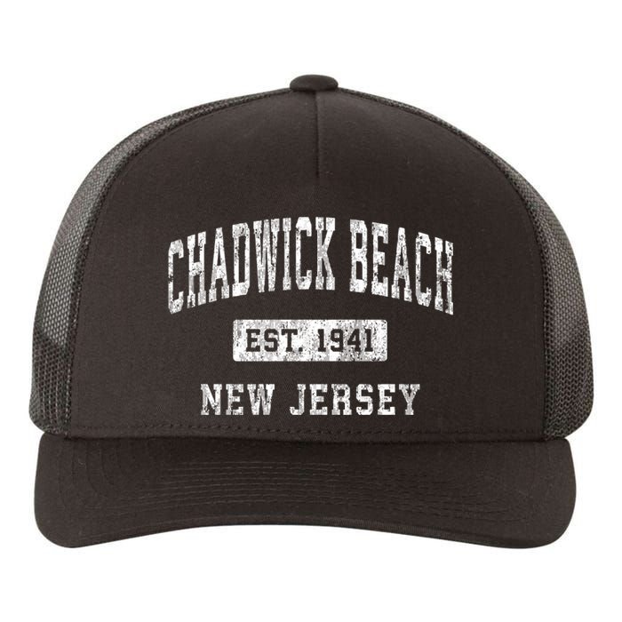 Chadwick Beach New Jersey Nj Vintage Established Sports Yupoong Adult 5-Panel Trucker Hat