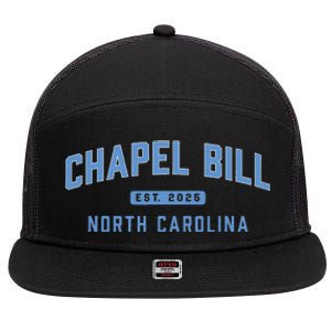 Chapel Bill North Carolina Fan Merch 7 Panel Mesh Trucker Snapback Hat