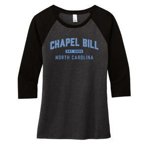 Chapel Bill North Carolina Fan Merch Women's Tri-Blend 3/4-Sleeve Raglan Shirt