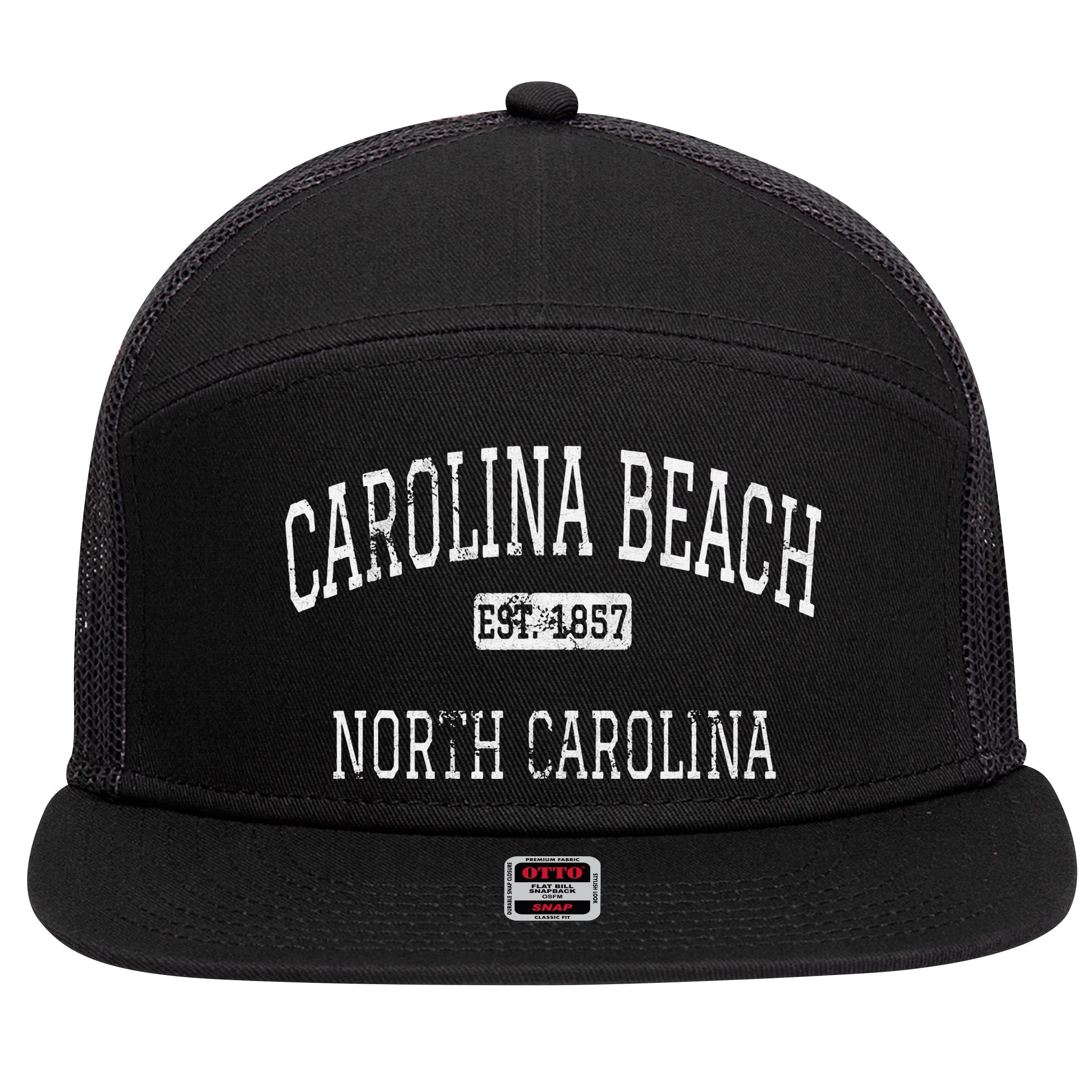 Carolina Beach North Carolina NC Vintage Sports 7 Panel Mesh Trucker Snapback Hat