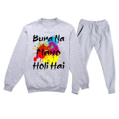 Cool Bura Na Mano Holi Hai Happy Holi Festival Premium Crewneck Sweatsuit Set