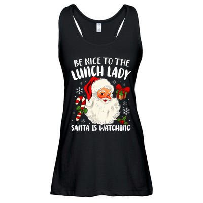 Christmas Be Nice To The Lunch Lady Santa Is Watching   Ladies Essential Flowy Tank