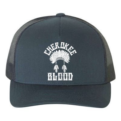 Cherokee Blood Native American Headdress Distressed Vintage Yupoong Adult 5-Panel Trucker Hat